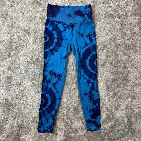 Victoria's Secret Pink Pants - Victoria's Secret Pink Active Blue Tie Dye Ribbed Cropped Leggings XS